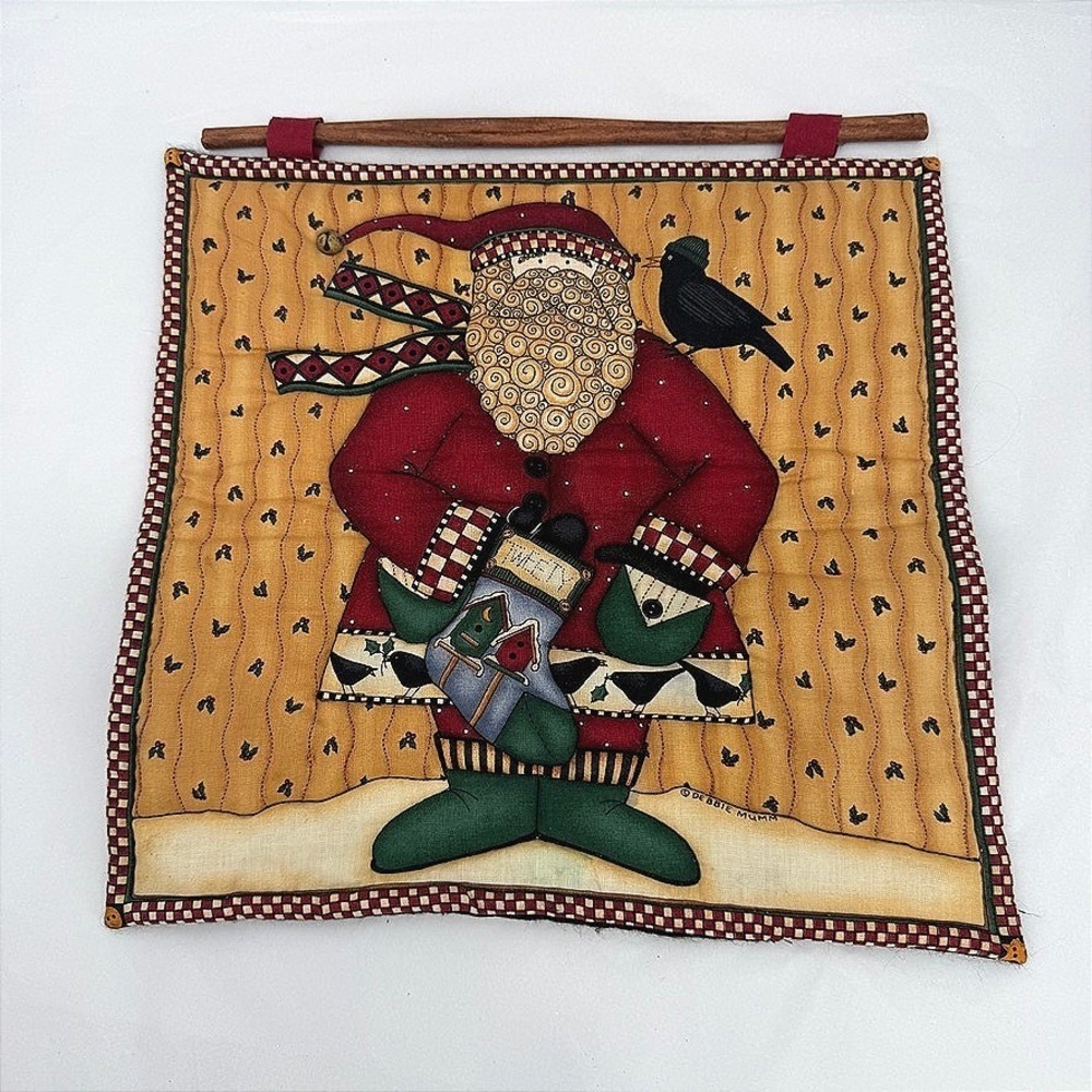 Debbie Mumm Wall Hanging Santa Claus Quilted Primitive Christmas Decor